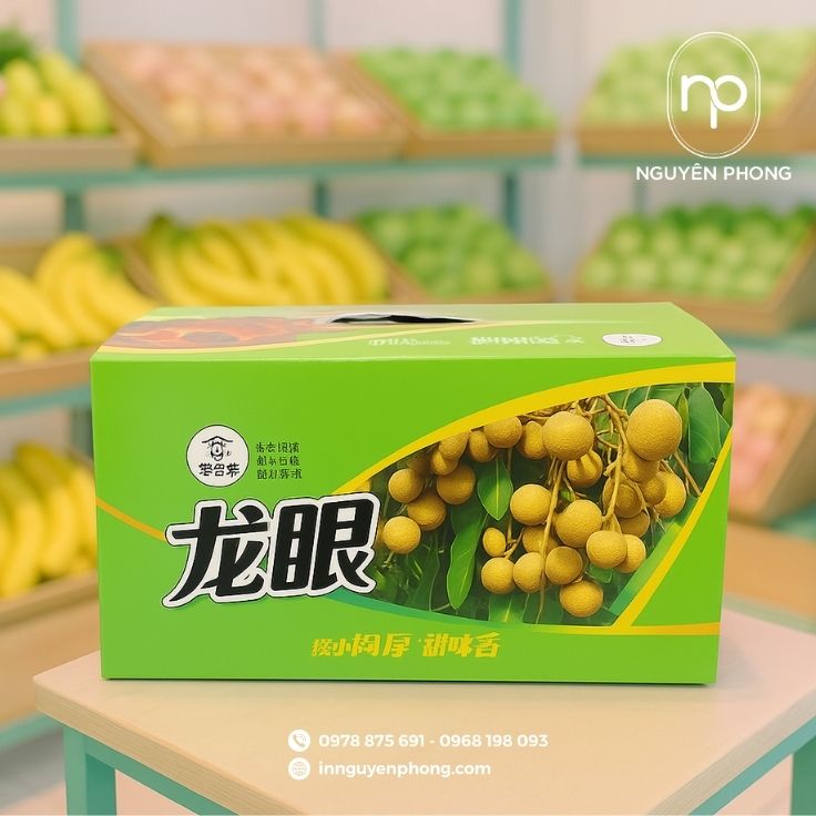 Mẫu thùng carton đựng long nhãn hiện đại